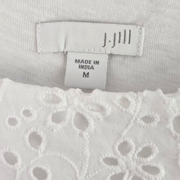 J. Jill White Sleeveless Eyelet Tunic Top Side Slits Medium - Picture 6 of 8